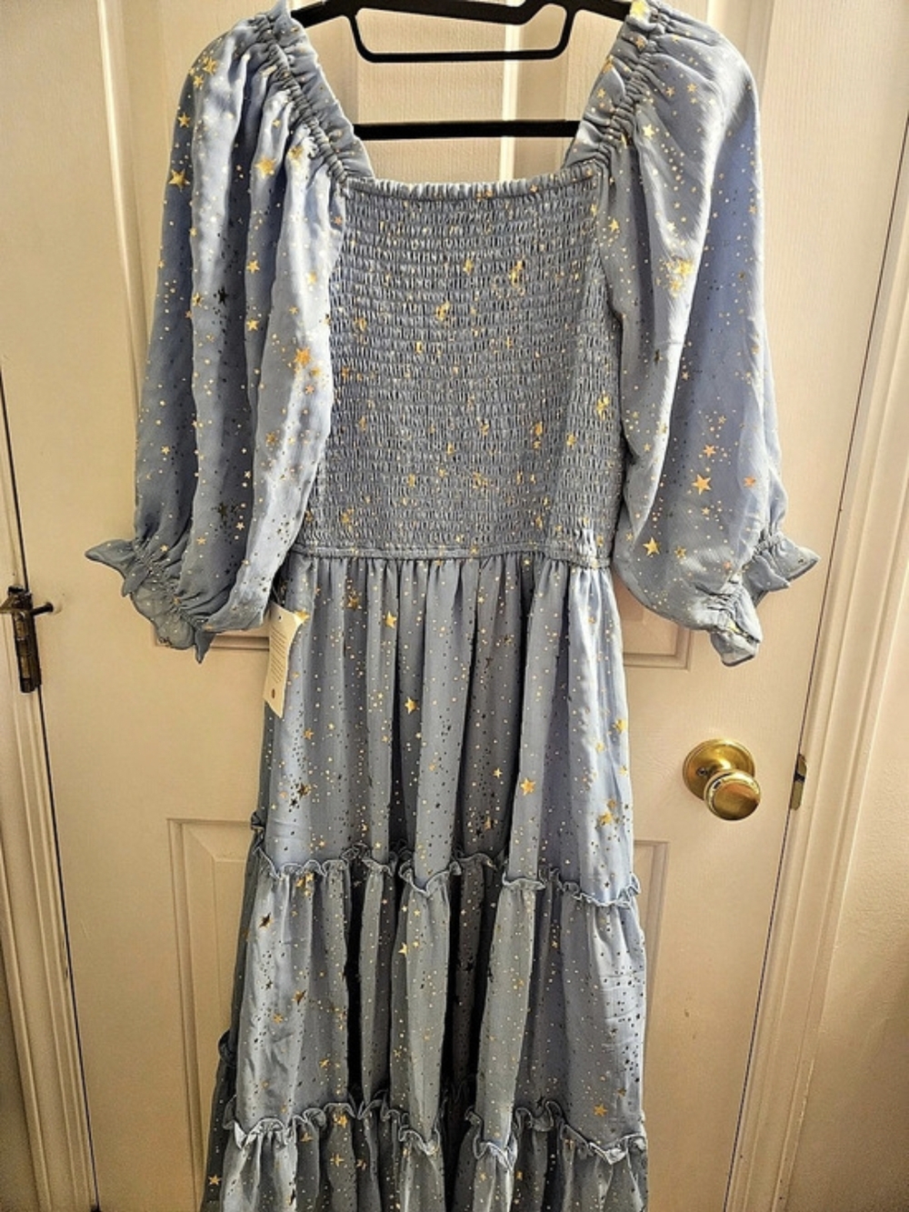 NWT Ivy City Co Starry Nights Dress Baby Blue Gold Stars XS - Picture 3 of 6